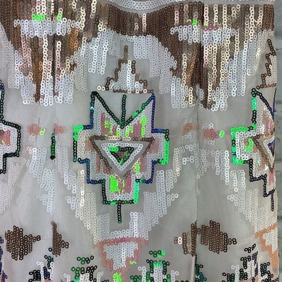 New Multicolor Sequins Dress Key Hole Back Size Small - Picture 3 of 11